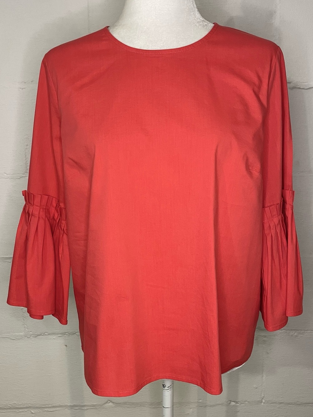 Marled Salmon Bell Sleeve Round Neck Blouse